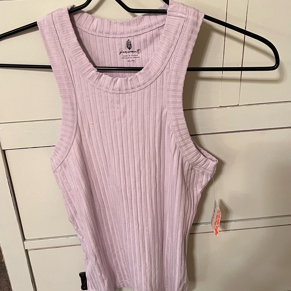 Free People Lilac Ribbed Tank Top